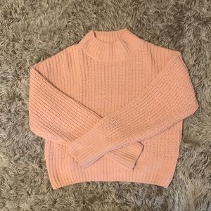 Cropped cozy cable knit sweater